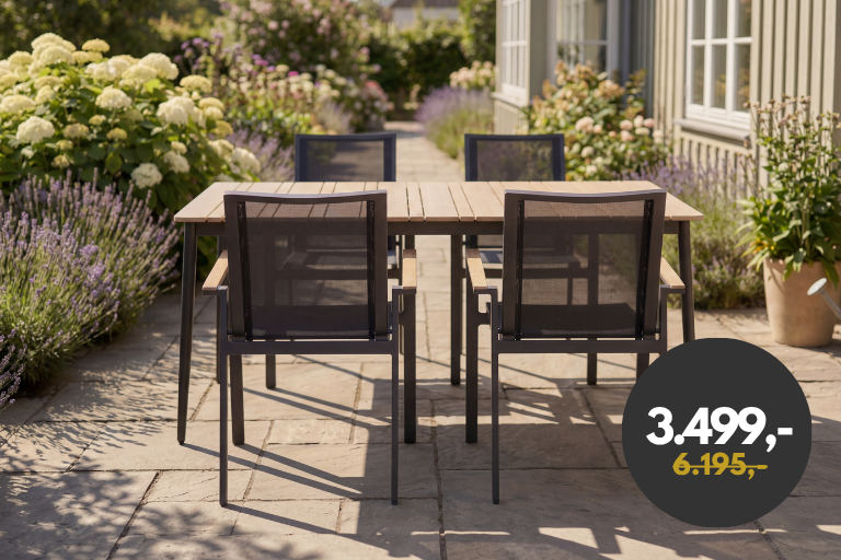 Malm&oslash; Havem&oslash;bels&aelig;t til 4 personer - 100x160 cm - M&oslash;rkegr&aring;