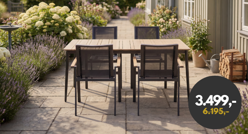 Malm&oslash; Havem&oslash;bels&aelig;t til 4 personer - 100x160 cm - M&oslash;rkegr&aring;