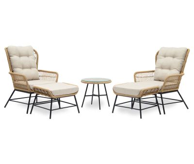 Mendoza loungesæt med to stole og skamler og et sidebord