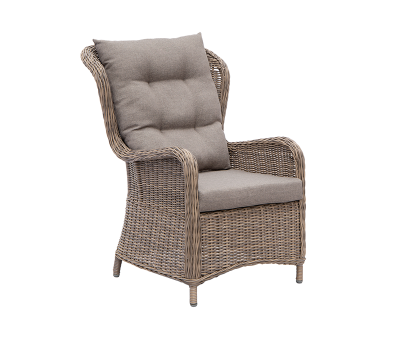 Miriam loungestol uden pumpe i polyrattan-flet og aluminiumsstel inklusiv sandfarvede hynder