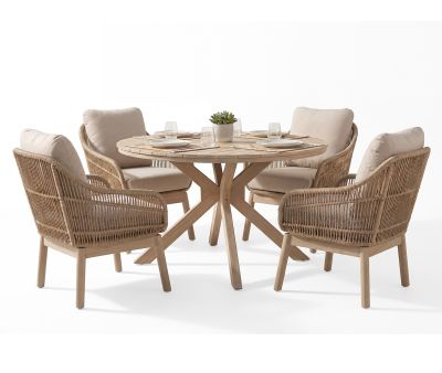 Helena Diningsæt med 4 stole - Lys Sand Helena Diningsæt med 4 stole - Lys Sand