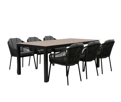 Selma Svala Havemøbelsæt til 6 personer - 100x200 - Antracit