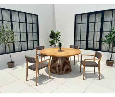 Luna Tonka Havemøbelsæt m/4 stole - Ø150 - Kerneteak