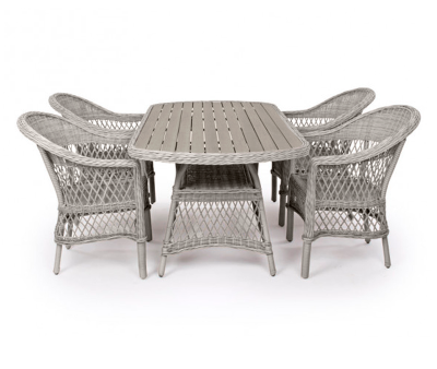 Enø Havemøbelsæt 90x165 med 4 stole - Lys Grå