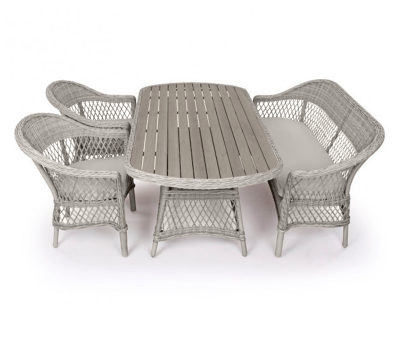 Enø Havemøbelsæt med bænk og 2 stole - Lys Grå