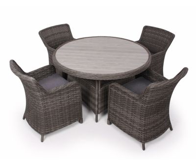 Rio Havemøbelsæt Ø130  med spisestole - Grå