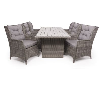 Rio Havemøbelsæt 94x210 inkl. 6 Loungestole m/ EASY DRY hynder - Grå
