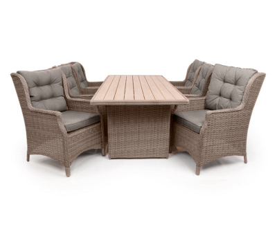 Rio Havemøbelsæt 94x210 inkl. 6 Loungestole m/ EASY DRY hynder - Dusty