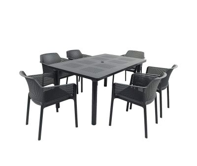 Nardi Libeccio Net Havemøbelsæt 100x160/220 - Antracit  6 stole og et bord