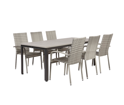 Boston Gine Havemøbelsæt med udtræksbord - 90x200/280 - Lys Grå