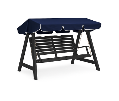 Dalom Hængesofa Fyrretræ 3 pers. - Orkan Grå / Blå m. hvid kant