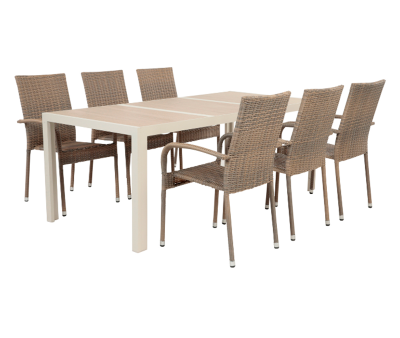 Ceramico Gine Havemøbelsæt - 90x195 cm - Gråhvid/Dusty