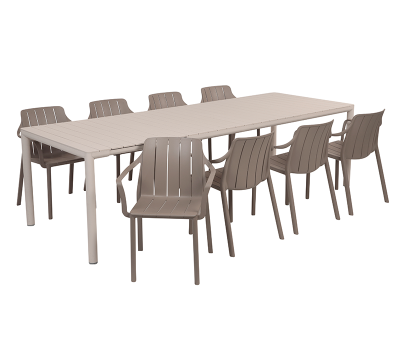 Nardi Tevere Tiberina Havemøbelsæt - 100x210/275 - Sand / Latte