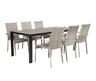 Ceramico Gine Havemøbelsæt m. 6 stole - Grå / Lys Grå