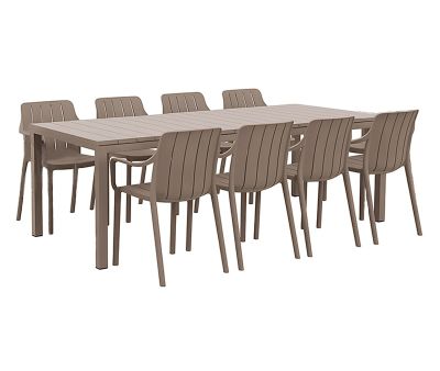 Nardi Rio Tiberina Havemøbelsæt 210/280 - 8 stole - Latte