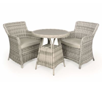 Rio Cafesæt Ø70 inkl. Spisestole m/ EASY DRY hynder - Lys Grå