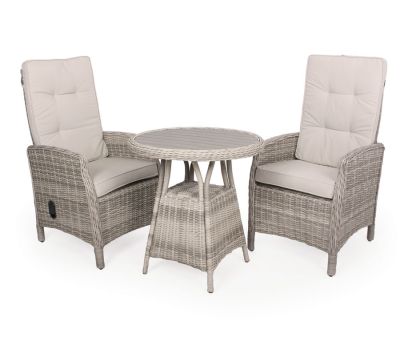 Rio Cafesæt Ø70 inkl. 2 Positionsstole m/hynder - Lys Grå