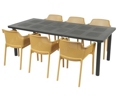 Nardi Libeccio Net Havemøbelsæt 100x160/220 - Sennep