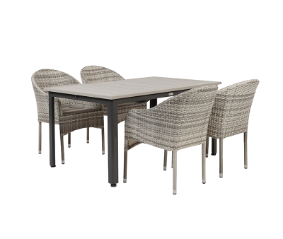 Nydala Andrea Havemøbelsæt med udtræksbord - 90x150/200 - Lys grå