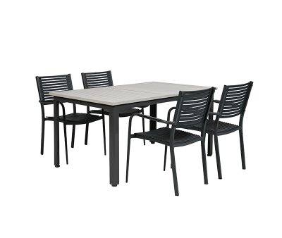 Boston Freya Havemøbelsæt med udtræksbord - 90x150/200 - Lys Grå / Antracit