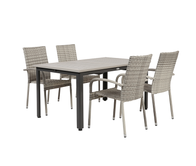 Boston Gine Havemøbelsæt med udtræksbord - 90x150/200 - Lys Grå