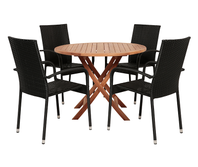 Nova Gine Havemøbelsæt Ø100 cm med 4 stole - Kerneteak
