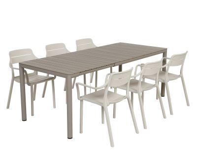 Nardi Tevere/Cassia Havemøbelsæt 147-211cm - Latte/Sand