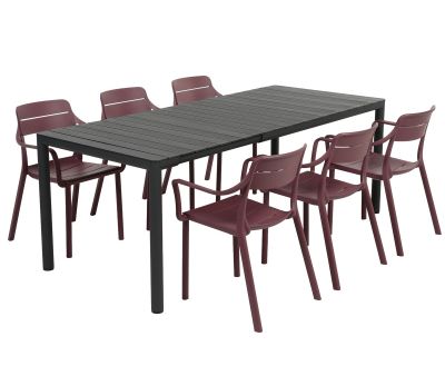 Nardi Tevere Cassia Havemøbelsæt 147-211cm - Antracit/Borgogna