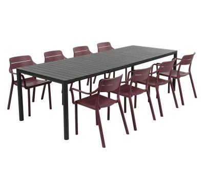 Nardi Tevere/Cassia Havemøbelsæt 210-275cm - Antracit/Borgogna Nardi Tevere/Cassia Havemøbelsæt 210-275cm - Antracit/Borgogna