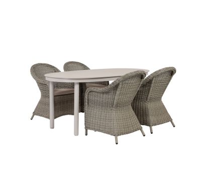 Annika Freja Havemøbelsæt til 4 personer - 90x160 - Lys Grå