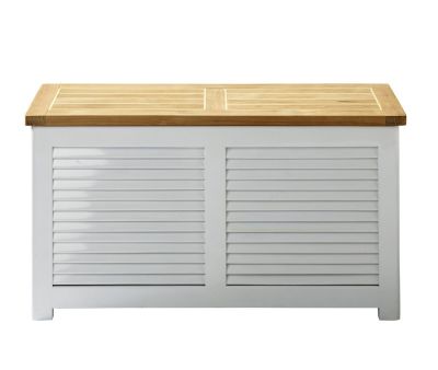 Lille Hvid Hyndeboks med teak låg