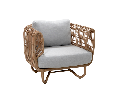 Cane-line Nest  loungestol natur inkl.grå hynder - DEMO