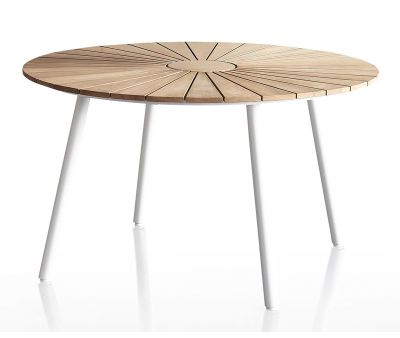 DaneLine Eva Havebord Ø130 cm - Kerneteak / Hvid