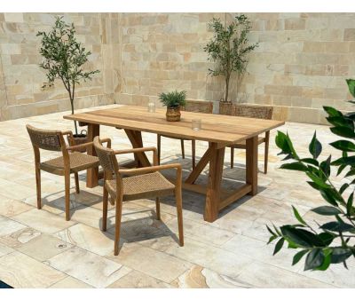 Hercules Manja Havemøbelsæt m/4 stole - 100x200 - Kerneteak