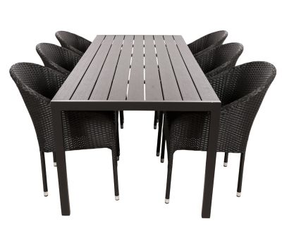 Cheanne Andrea Havemøbelsæt m/6 stole - 90x205 - Sort