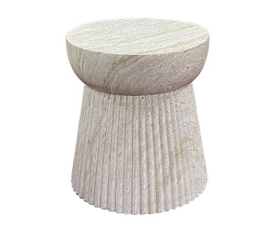 Bolette Sidebord m/ Rillet design - Ø37 x 43cm - Natur