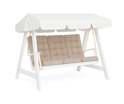 Dalom Hængesofa Fyrretræ m. hvidt tag og beige hynder - Hvid