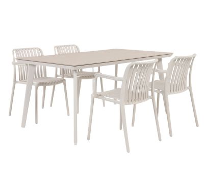 Dagmar Sonja Havemøbelsæt til 4 personer - 90x160 cm - Gråhvid