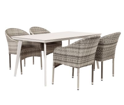 Dagmar Andrea Havemøbelsæt m/4 stole 90x160 cm - Gråhvid