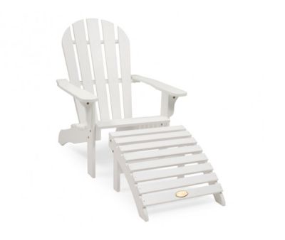 Adirondack stol med skammel - Hvidmalet fyrretræ