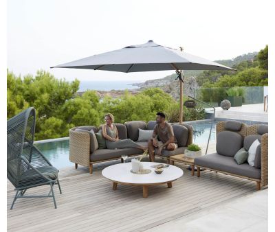 Cane-line Hyde Hængeparasol 3x3 meter - Trælook / Antracit