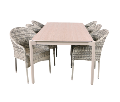 Ida Andrea Havemøbelsæt med 6 stole - Gråhvid