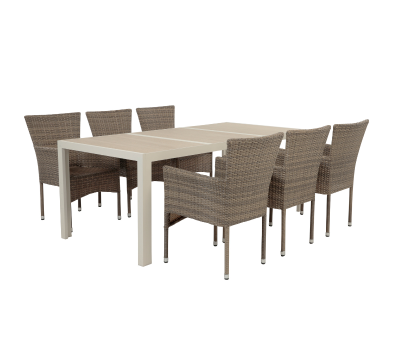 Ceramico Saba Havemøbelsæt - 90x195 cm - Gråhvid/Dusty