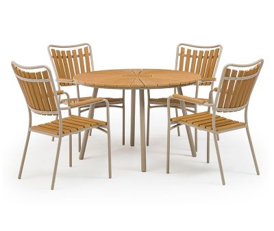 DaneLine Adam Havemøbelsæt til 4 personer med latte-farvet stel og nonwood bordplade