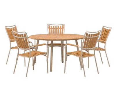 DaneLine Adam Nonwood Havemøbelsæt Ø130 cm - Latte