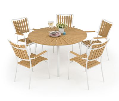 DaneLine Adam Nonwood Havemøbelsæt Ø130 cm - Hvid