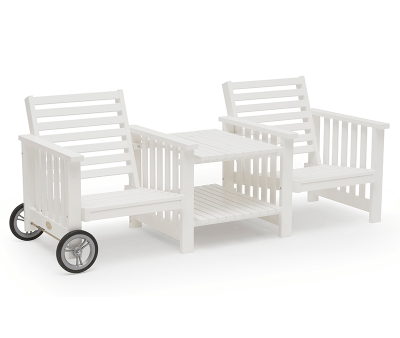 Du og jeg bænk med hul til parasol - Hvid