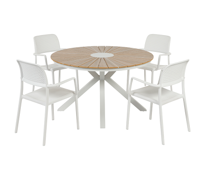 Fiola havebord med 4 Bora havestole.