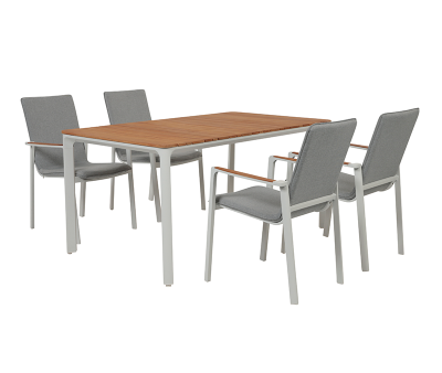Firenze Havemøbelsæt med 4 stole - 90x160 cm - Hvid / Kerneteak