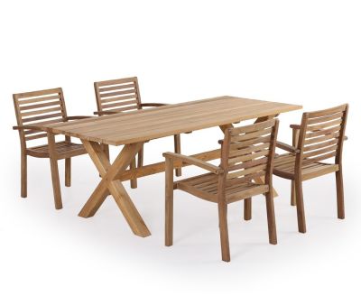 Thor Pala Havemøbelsæt 90x200 med krydsben - Kerneteak